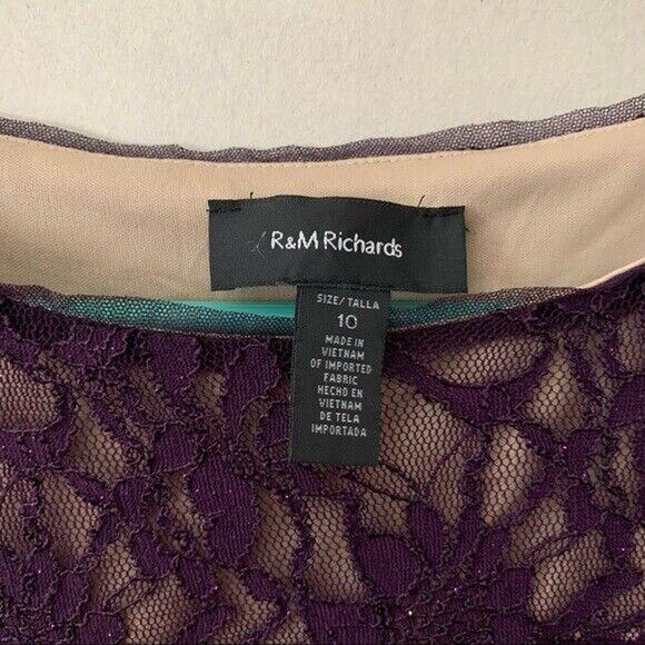 R&M Richards Purple Glitter Ruched Dress Mother Of The Bride Bridesmaid Wedding - Picture 3 of 5